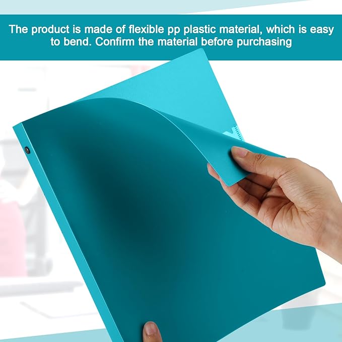Henoyso 36 Pcs 3 Ring Binder 1/2'' Round Fits Letter Size 8. 5'' x 11'' Paper Plastic Flexible Binder Holds 100 Sheets with 1 Pockets Versatile Organizer for Office Home School (Turquoise)-DeskLoop Office