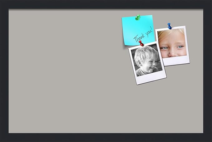 PinPix 22x14 Inch Cork Bulletin Board. This Decorative Framed Pin Board Comes with Dark Stone Design and a Satin Black Frame. Ideal for Home Office Decor or Message Board (PinPix-1808)-DeskLoop Office