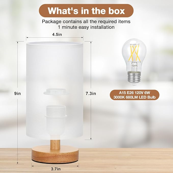 Fenmzee Small Table Lamp for Bedroom - Image 3