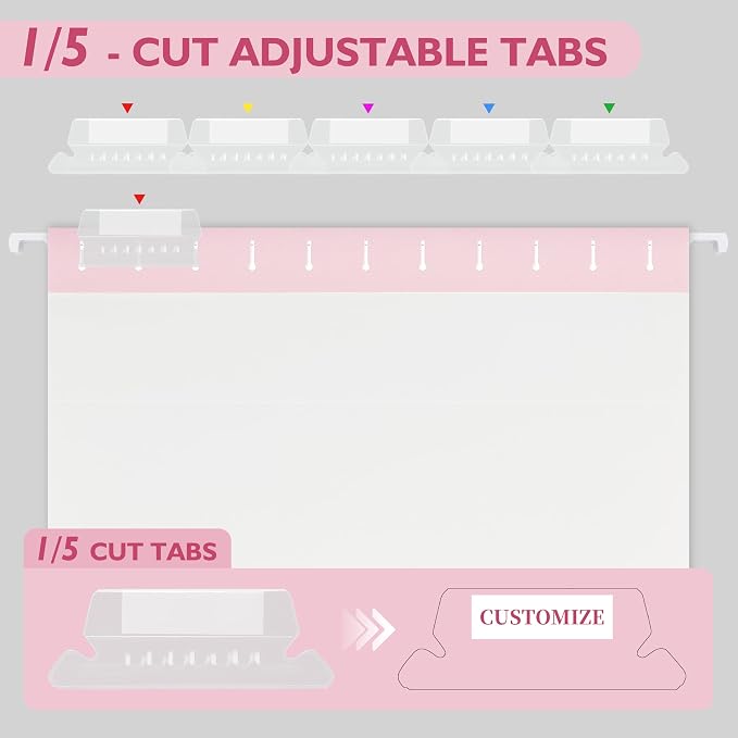 25 Packs Hanging File Folders, Cherry Pink Hanging File Folders Letter Size - Image 3