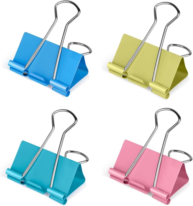 Ufmarine Extra Large Binder Clips 2 inch Length, Colorful Paper Clips Large by Ufmarine
