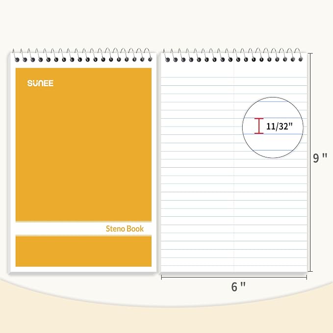 SUNEE 2 Pack Steno Pads 6x9, Gregg Rule, 60 Sheets, Spiral Notebook 6x9 - Image 3
