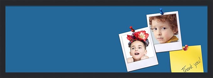 PinPix 36x12 Inch Cork Bulletin Board. This Decorative Framed Pin Board Comes with Navy Pastel Design and a Satin Black Frame. Ideal for Home Office Decor or Message Board (PinPix-1811)-DeskLoop Office