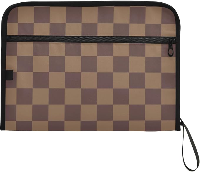 Expanding File Folder Brown Checkerboard Accordion File Organizer 13 Pockets - Image 7
