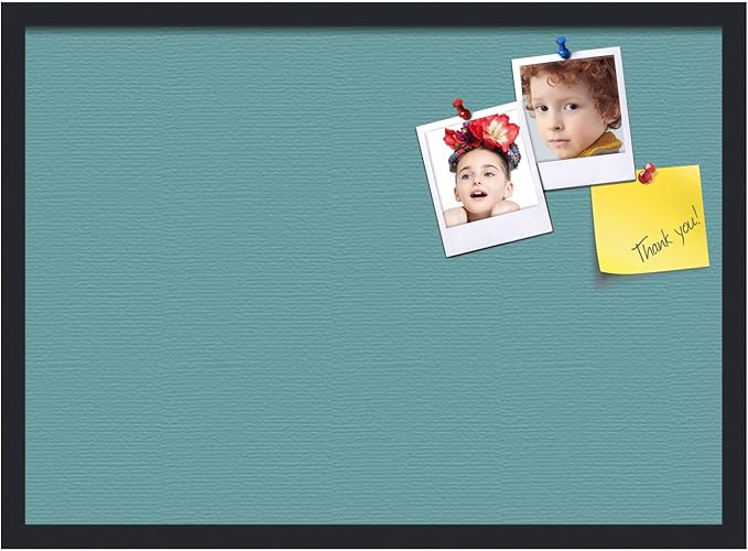 PinPix 28x20 Inch Cork Bulletin Board. This Decorative Framed Pin Board Comes with Aqua Pastel Design and a Satin Black Frame. Ideal for Home Office Decor or Message Board (PinPix-1806)-DeskLoop Office