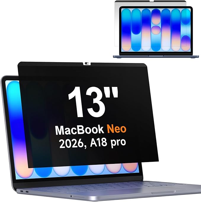 Magnetic Privacy Screen for MacBook Neo 13 Inch A18 Pro 2026, Matte Removable by Mamol