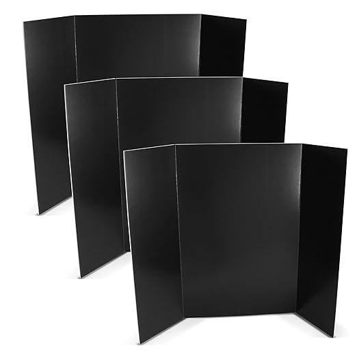 Flipside Products 36” x 48” Foam Project Boards for Presentations, Science Fair, School Projects, Event Displays and Trifold Picture Board - Black - 3 Pack-DeskLoop Office