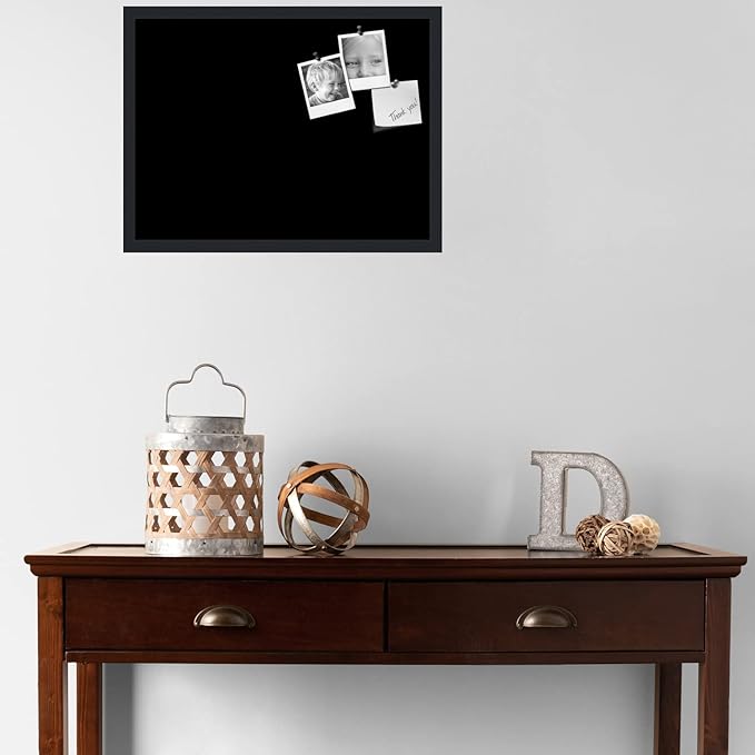 PinPix 24x18 Inch Cork Bulletin Board. This Decorative Framed Pin Board Comes with Solid Black Design and a Satin Black Frame. Ideal for Home Office Decor or Message Board (PinPix-622)-DeskLoop Office