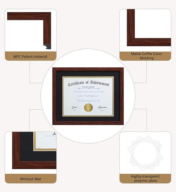ELSKER&HOME 8.5x11 Diploma Frame Coffee Color - Image 6