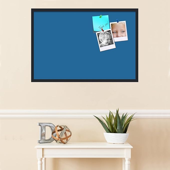 PinPix 36x24 Inch Cork Bulletin Board. This Decorative Framed Pin Board Comes with Navy Pastel Design and a Satin Black Frame. Ideal for Home Office Decor or Message Board (PinPix-1811)-DeskLoop Office