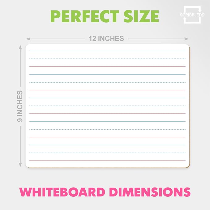 Scribbledo 10 Pack Small Lined Dry Erase Boards, 9x12 Double Sided | Easy to - Image 6