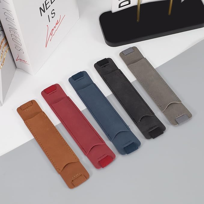 5 Pcs Adjustable Pen Holder for Notebook Elastic Strap, PU Leather Pen Sleeve - Image 8
