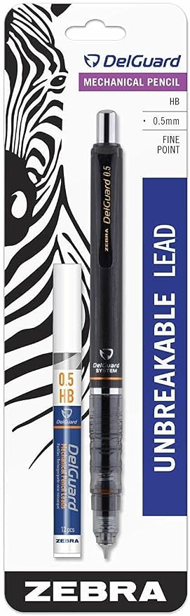 Zebra Pen DelGuard Mechanical Pencil 0.5mm, Resists Lead Breaking, Double by ZebraPen