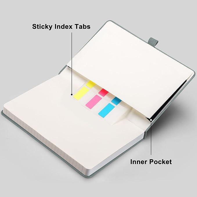 RETTACY Graph Grid Paper Notebook, 192 Pages, A5 Medium Size (5.7'' x 8.3''), 5 Squares per Inch, Leather Hardcover, 100 GSM Thick Paper, for School, Students, Math, Engineering (Blue-gray)-DeskLoop Office