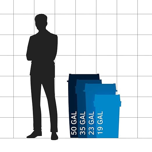 35 Gallon Grey Square Commercial Trash Can with Lid-DeskLoop Office