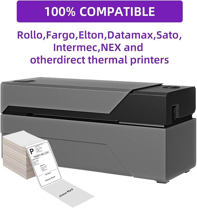 AveneMark 8 Stacks 4000 Labels 4" x 6" Fanfold Direct Thermal Labels, Postage - Image 7