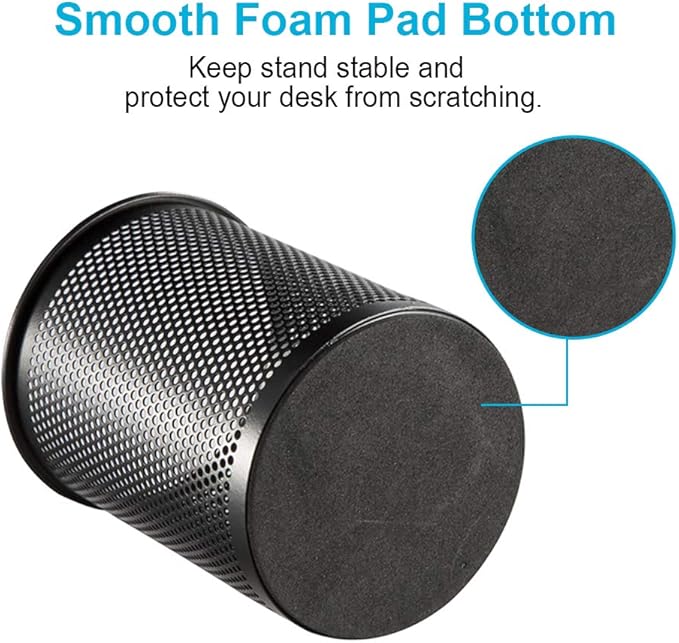 Comix Pen Holder Desk Organizer, Wire Mesh Pencil Cup with Foam Pad and Non-Slip Bottom Office Supplies Desk Accessories for Home Office School, 1 Pack-DeskLoop Office