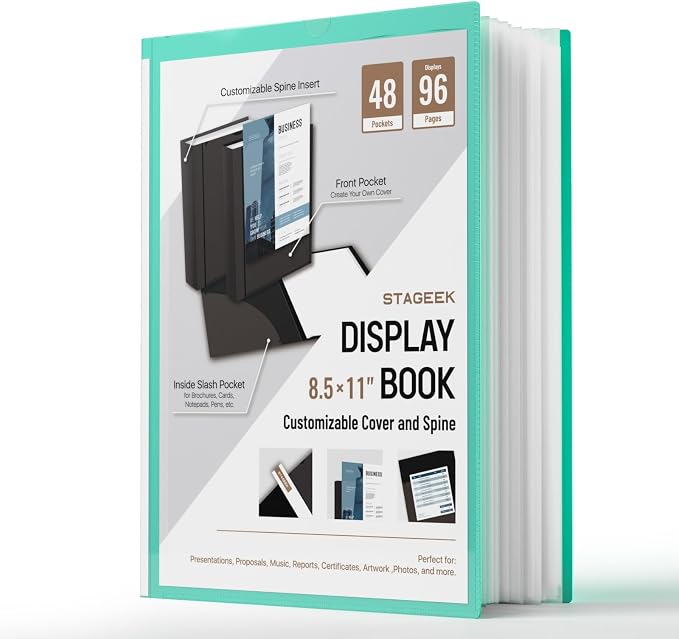 STAGEEK 48-Pocket Portfolio Binder Display 96 Pages, 8.5x11 Binder by STAGEEK