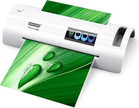 Laminator Machine, SINOPUREN Laminating Machine, Thermal Lamination 9-inch Quick 1min Warm-up JamFree-Tech Personal Lamination Work with 3mil 4mil 5mil Pouches, School/Office/Home use, White-DeskLoop Office