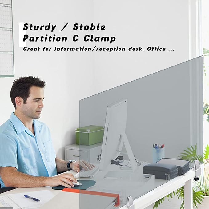 Sneeze Guard Support Clamp Partition Aluminum Adjustable Partition Clamp - Image 4