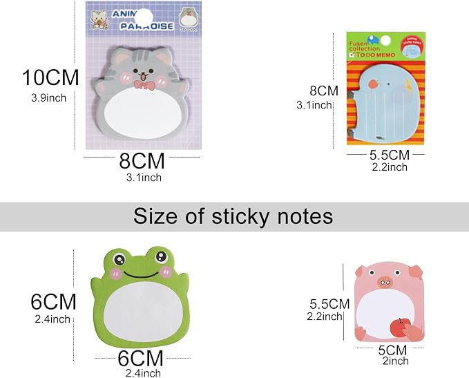 32 Pads Cute Sticky Notes, Animal Sticky Notes Self Adhesive Cartoon Notes Memo - Image 2