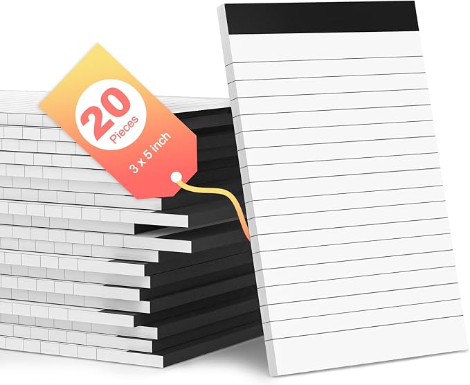 20 Pack Small Notepads Refills Memo Pads 3 x 5 Inch Lined Writing Note Pads by Aidunmis
