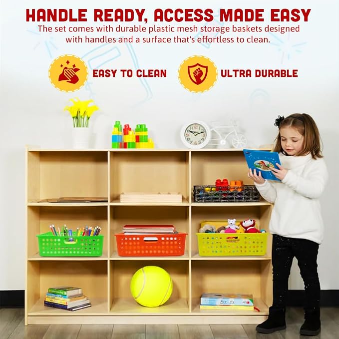 4E's Novelty 6 Pcs Colorful Plastic Classroom Storage Bins 13.75" X 10.25" - Image 5