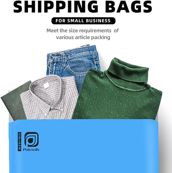 POLYSELLS 500 pcs 12x15.5 Inches Blue Poly Mailers Shipping Envelopes, Strong - Image 7