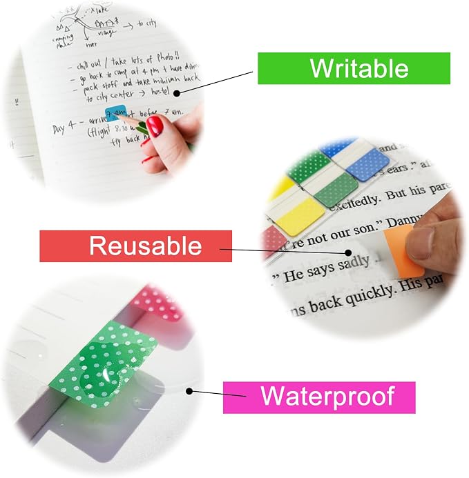 KICNIC Sticky Index Tabs 960 Pcs, 1 inch Divider Tabs Stick On, Page Marker - Image 4