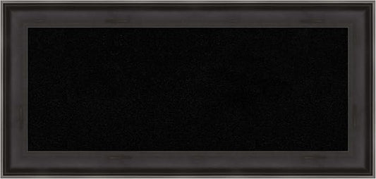 Amanti Art Black Cork Board for Wall, 16x34 Vision Board with Black Wood Frame, Medium Corkboard Office Decor for Home Organization, Casual Corkboard Pinboard to Display Items for Home Organization-DeskLoop Office