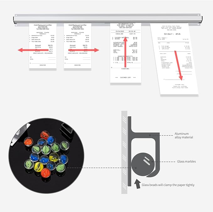 Restaurant Ticket Holder, 16/18/24/28/30" Check Rack Order Receipt Rail Display - Image 2