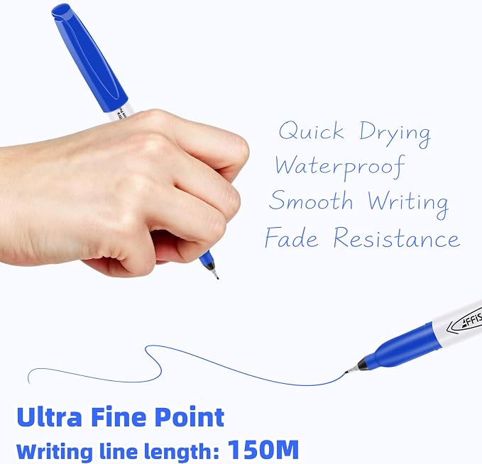 Blue Ultra Fine Point Permanent Markers, 18 Pack, 0.4 mm, Precision Extra Fine - Image 12