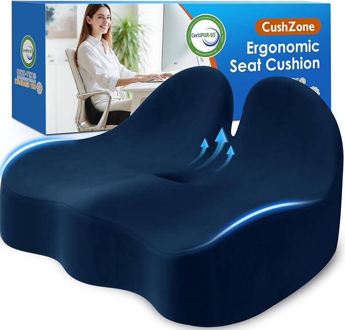CushZone Seat Cushion, Memory Foam Office Chair Seat Cushion by CushZone