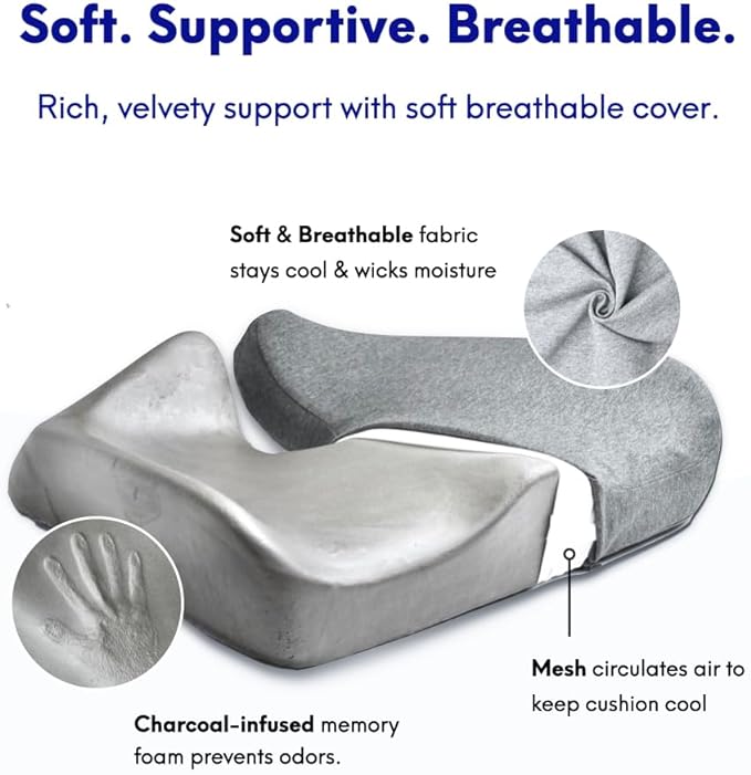 C CUSHION LAB Patented Pressure Relief Seat Cushion for Long Sitting Hours on Office/Home Chair, Car, Wheelchair - Extra-Dense Memory Foam for Hip, Tailbone, Coccyx, Sciatica - Wellness Green-DeskLoop Office