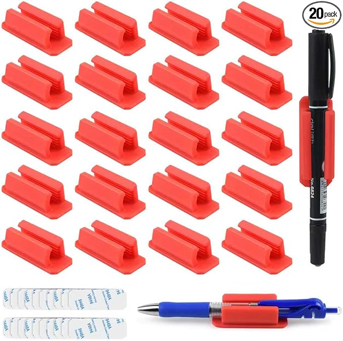 20 Pack Silicone Pencil Holders, Adhesive Pen And Marker Holders, Wall by CDIVEFTN