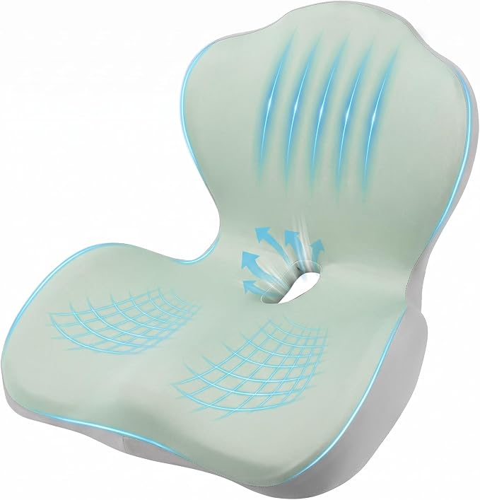 Car Seat Cushion with Lumbar Support Pillow, Memory Foam Office Chair Cushion by Nisuez