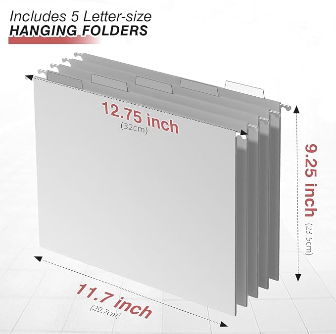 Sinboun Hanging File Organizer Letter-Size File Holder Filing Box Includes 5 - Image 2