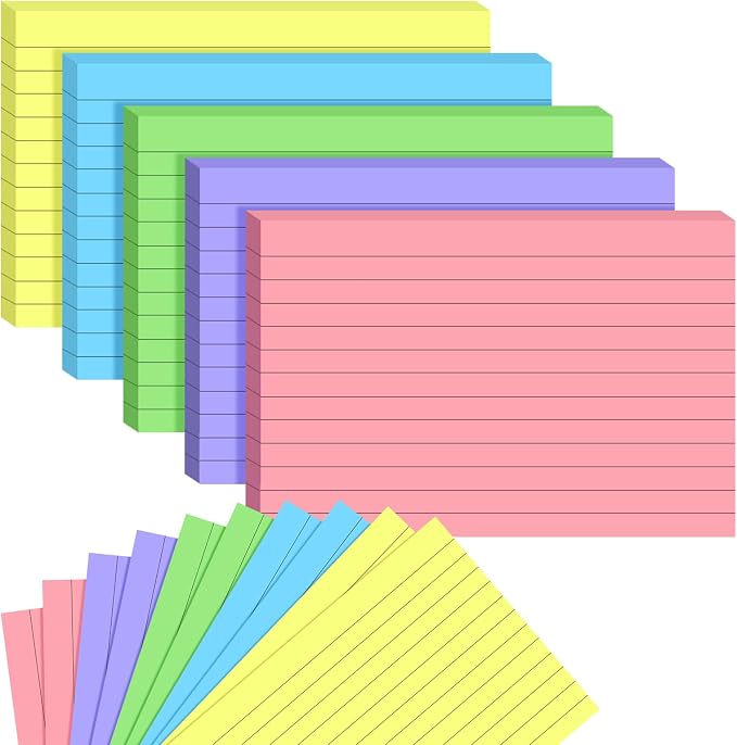BIGNC Colored Index Cards 4x6, 190 Pack Ruled Index Cards, Flash Cards by BIGNC