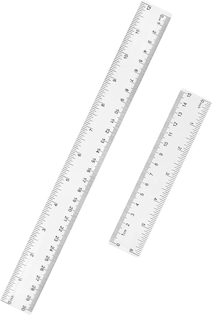 Unjoo Clear Plastic Ruler 6 Inch+12 Inch Straight Ruler, by Unjoo