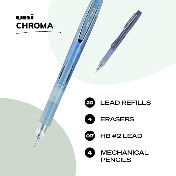 uniball Chroma Mechanical Pencil Starter Kit, HB #2, 4 Pack - Image 3