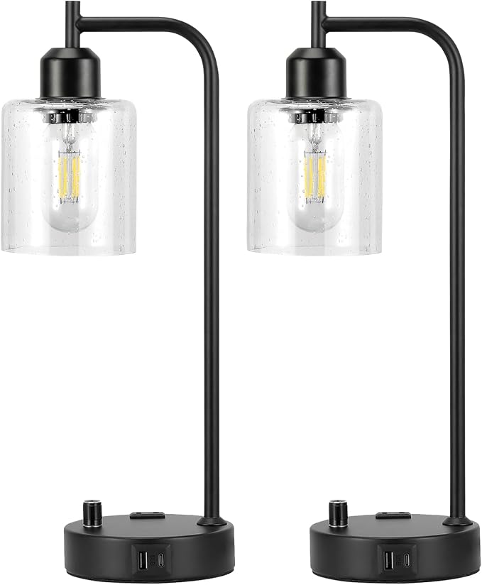 Industrial Table Lamps for Bedrooms Set of 2 - Image 8
