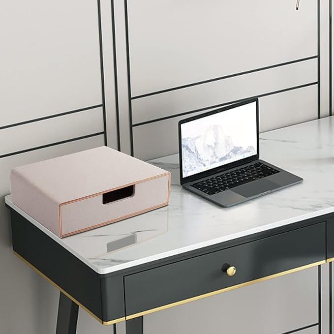 Stackable Drawer Organizer PU Leather Classic Handmade, Organize Home Office - Image 6