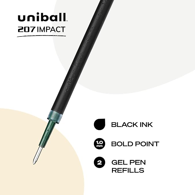 Uniball 207 Impact Gel Pen Refills, Bold Point, 2 Pack - Image 2