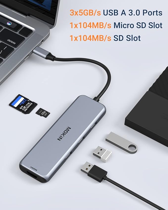 Docking Station Dual DisplayPort, MOKiN USB C Hub Dongle with 2 DP, HDMI, 3 USB A 3.0, SD & Micro SD Slot, PD Charging Port for MacBook/Dell XPS/Steam Deck/HP/Lenovo ThinkPad/Microsoft Surface-DeskLoop Office