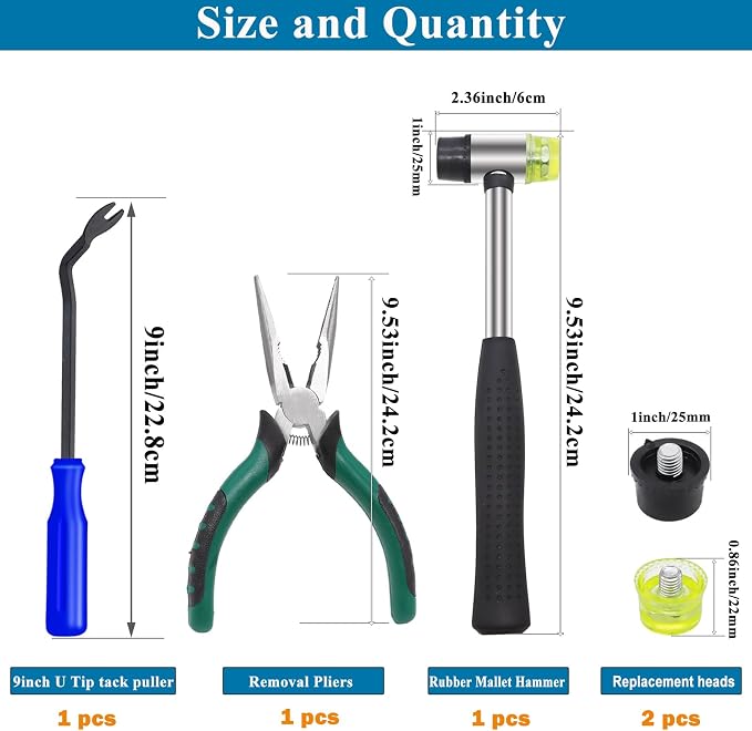 5Pcs Upholstery Staple Remover Tool Set Including U Tip Tack Puller, Dual Head - Image 2