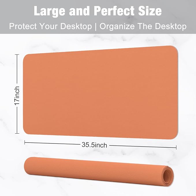 Hsurbtra Desk Pad, 35.5" x 17" PU Leather Desk Mat, XXL Extended Mouse Pad - Image 3