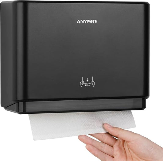 200-Sheet Wall-Mounted Paper Towel Dispenser, Fits Multi-Fold Towels up to 10x3.1 Inches, Perfect for Home & Business (Black)-DeskLoop Office