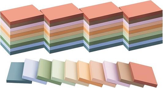 (50 Pads) Sticky Notes 1.5x2, Vintage Colors, 10 Colors Self Sticky Notes, Sticky Pads, Recyclable, Self-Stick Pads, Easy to Stick for Home, Office, Notebook-DeskLoop Office