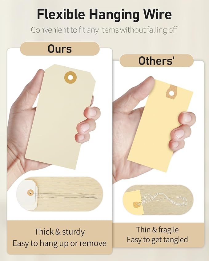 Uniclife 100 Pcs Manila Tags Blank Shipping Tag - Image 4