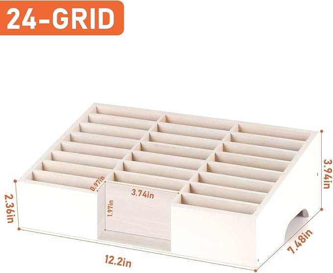 Wooden 24-Grid Cell Phones Storage Box Desktop Mobile Phone Holder Organizer - Image 6